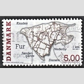 FRIMRKER DANMARK | 1995 - AFA 1088 - Danske smer - 5,00 Kr. flerfarvet - Alm. god gennemsnitskvalitet - Stemplet (Photo eksempel)