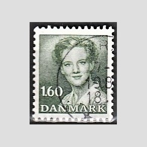 FRIMRKER DANMARK | 1982 - AFA 756 - Dronning Margrethe - 1,60 Kr. grn - Alm. god gennemsnitskvalitet - Stemplet (Photo eksempel)