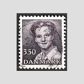 FRIMRKER DANMARK | 1985 - AFA 821 - Dronning Margrethe - 3,50 Kr. brunviolet - Alm. god gennemsnitskvalitet - Stemplet (Photo eksempel)