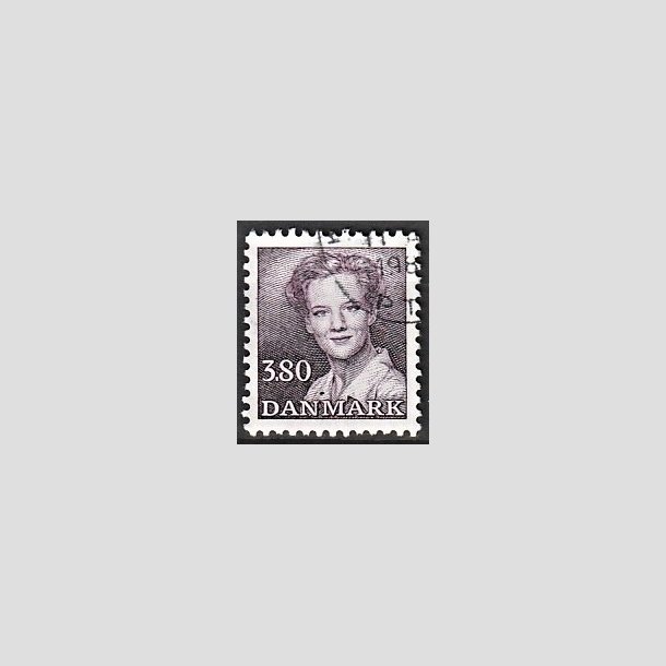 FRIMRKER DANMARK | 1988 - AFA 897 - Dronning Margrethe - 3,80 Kr. brunviolet - Alm. god gennemsnitskvalitet - Stemplet (Photo eksempel)