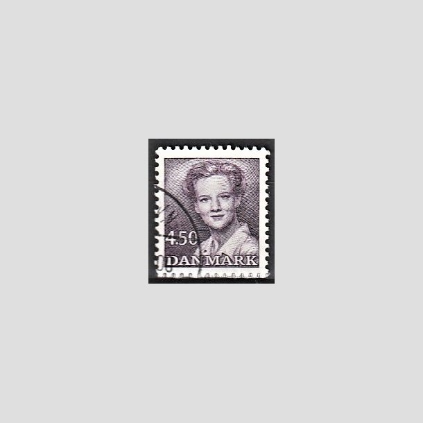 FRIMRKER DANMARK | 1990 - AFA 957 - Dronning Margrethe - 4,50 Kr. mrkviolet - Alm. god gennemsnitskvalitet - Stemplet (Photo eksempel)