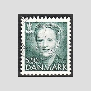 FRIMRKER DANMARK | 1994 - AFA 1059 - Dronning Margrethe - 5,50 Kr. grn - Alm. god gennemsnitskvalitet - Stemplet (Photo eksempel)