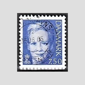 FRIMRKER DANMARK | 2005 - AFA 1413 - Dronning Margrethe - 7,50 Kr. bl - Alm. god gennemsnitskvalitet - Stemplet (Photo eksempel)