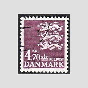 FRIMRKER DANMARK | 1981 - AFA 723 - Rigsvben - 4,70 Kr. violet - Alm. god gennemsnitskvalitet - Stemplet (Photo eksempel)