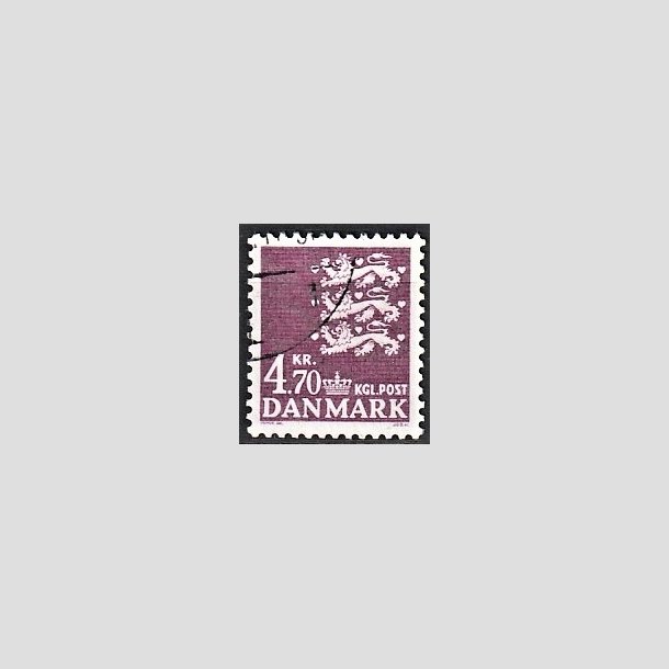 FRIMRKER DANMARK | 1981 - AFA 723 - Rigsvben - 4,70 Kr. violet - Alm. god gennemsnitskvalitet - Stemplet (Photo eksempel)