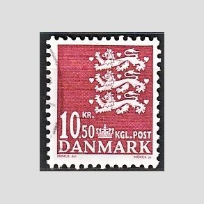 FRIMRKER DANMARK | 2009 - AFA 1562 - Lille Rigsvben - 10,50 Kr. rd - Alm. god gennemsnitskvalitet - Stemplet (Photo eksempel)