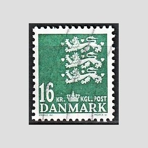 FRIMRKER DANMARK | 2008 - AFA 1531 - Lille Rigsvben - 16,00 Kr. mrkgrn - Alm. god gennemsnitskvalitet - Stemplet (Photo eksempel)