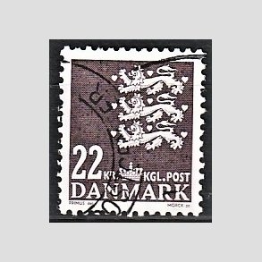 FRIMRKER DANMARK | 2005 - AFA 1415 - Lille Rigsvben - 22,00 Kr. brunviolet - Alm. god gennemsnitskvalitet - Stemplet (Photo eksempel)