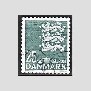 FRIMRKER DANMARK | 2010 - AFA 402E - Lille Rigsvben - 25,00 Kr. mrkegrn - Alm. god gennemsnitskvalitet - Stemplet (Photo eksempel)