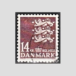 FRIMRKER DANMARK | 1982 - AFA 753 - Rigsvben - 14,00 Kr. brun - Alm. god gennemsnitskvalitet - Stemplet (Photo eksempel)
