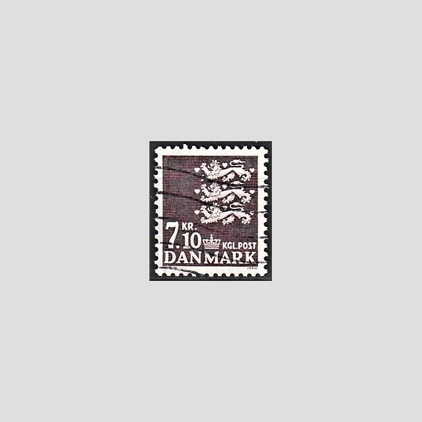 FRIMRKER DANMARK | 1988 - AFA 901 - Rigsvben - 7,10 Kr. mrklilla - Alm. god gennemsnitskvalitet - Stemplet (Photo eksempel)