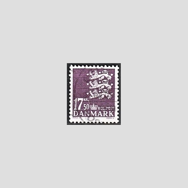 FRIMRKER DANMARK | 2007 - AFA 1491 - Lille Rigsvben - 17,50 Kr. violet - Alm. god gennemsnitskvalitet - Stemplet (Photo eksempel)