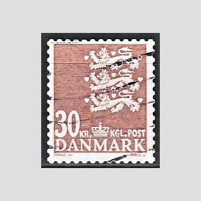 FRIMRKER DANMARK | 2010 - AFA 1612E - Lille Rigsvben - 30,00 Kr. brunrd - Alm. god gennemsnitskvalitet - Stemplet (Photo eksempel)