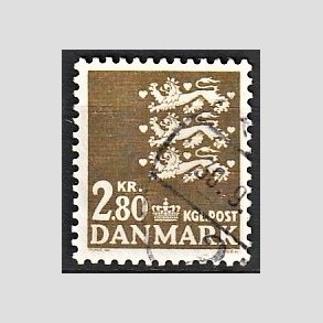 FRIMRKER DANMARK | 1975 - AFA 587 - Rigsvben - 2,80 Kr. olivenbrun - Alm. god gennemsnitskvalitet - Stemplet (Photo eksempel)