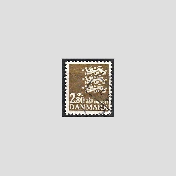 FRIMRKER DANMARK | 1975 - AFA 587 - Rigsvben - 2,80 Kr. olivenbrun - Alm. god gennemsnitskvalitet - Stemplet (Photo eksempel)