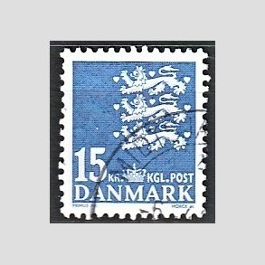 FRIMRKER DANMARK | 2004 - AFA 1377 - Lille Rigsvben - 15,00 Kr. lysbl - Alm. god gennemsnitskvalitet - Stemplet (Photo eksempel)