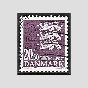 FRIMRKER DANMARK | 2008 - AFA 1532 - Lille Rigsvben - 20,50 Kr. violet - Alm. god gennemsnitskvalitet - Stemplet (Photo eksempel)