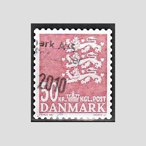 FRIMRKER DANMARK | 2010 - AFA 824E - Lille Rigsvben - 50,00 Kr. rd - Alm. god gennemsnitskvalitet - Stemplet (Photo eksempel)