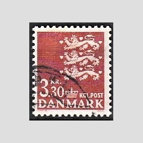 FRIMRKER DANMARK | 1981 - AFA 722 - Rigsvben - 3,30 Kr. rdbrun - Alm. god gennemsnitskvalitet - Stemplet (Photo eksempel)