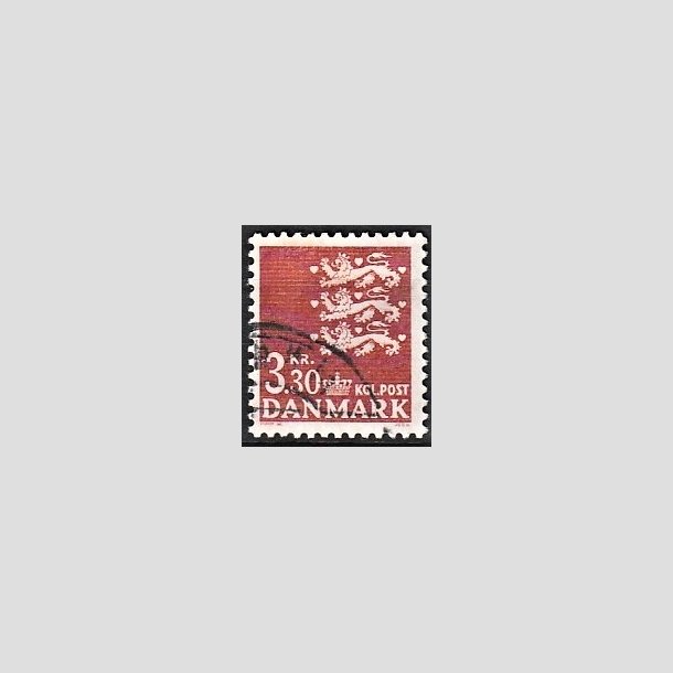 FRIMRKER DANMARK | 1981 - AFA 722 - Rigsvben - 3,30 Kr. rdbrun - Alm. god gennemsnitskvalitet - Stemplet (Photo eksempel)