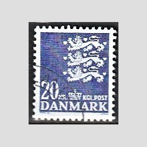 FRIMRKER DANMARK | 2007 - AFA 848a - Lille Rigsvben - 20,00 Kr. bl - Alm. god gennemsnitskvalitet - Stemplet (Photo eksempel)