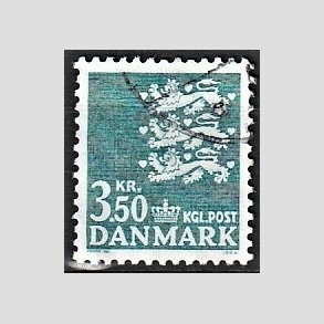FRIMRKER DANMARK | 1982 - AFA 758 - Rigsvben - 3,50 Kr. grnbl - Alm. god gennemsnitskvalitet - Stemplet (Photo eksempel)