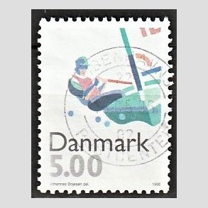FRIMRKER DANMARK | 1996 - AFA 1113 - Sport - 5,00 Kr. flerfarvet - Alm. god gennemsnitskvalitet - Stemplet (Photo eksempel)