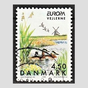 FRIMRKER DANMARK | 1999 - AFA 1209 - Naturreservater - 4,50 Kr. Vejlerne - Alm. god gennemsnitskvalitet - Stemplet (Photo eksempel)