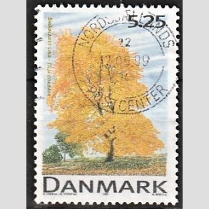 FRIMRKER DANMARK | 1999 - AFA 1198 - Danske Lvtrer - 5,25 Kr. Smbladet Lind - Alm. god gennemsnitskvalitet - Stemplet (Photo eksempel)