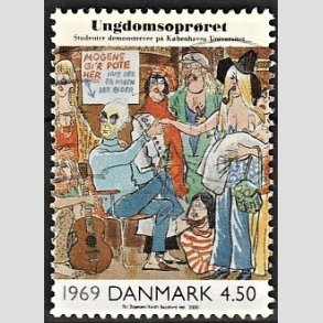 FRIMRKER DANMARK | 2000 - AFA 1267 - 1900-tallet. Serie 4. - 4,50 Kr. Bladtegning 1969 - Alm. god gennemsnitskvalitet - Stemplet (Photo eksempel)