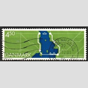 FRIMRKER DANMARK | 2000 - AFA 1255 - resundsforbindelsen - 4,50 Kr. grn/bl - Alm. god gennemsnitskvalitet - Stemplet (Photo eksempel)