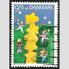 FRIMRKER DANMARK | 2000 - AFA 1256 - Europamrke - 9,75 Kr. flerfarvet - Alm. god gennemsnitskvalitet - Stemplet (Photo eksempel)