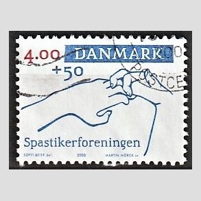 FRIMRKER DANMARK | 2000 - AFA 1263 - Spastikerforeningen. - 4,00 Kr. + 50 re bl/rd - Alm. god gennemsnitskvalitet - Stemplet (Photo eksempel)