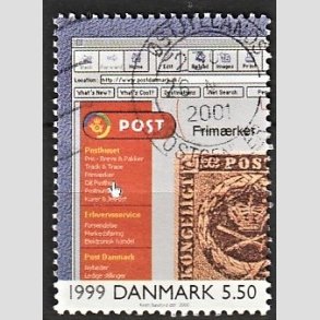 FRIMRKER DANMARK | 2000 - AFA 1269 - 1900-tallet. Serie 4. - 5,50 Kr. Kommunikation 1999. - Alm. god gennemsnitskvalitet - Stemplet (Photo eksempel)