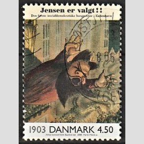 FRIMRKER DANMARK | 2000 - AFA 1236 - 1900-tallet. Serie 1. - 4,50 Kr. Bladtegning 1903 - Alm. god gennemsnitskvalitet - Stemplet (Photo eksempel)