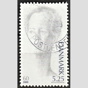 FRIMRKER DANMARK | 2000 - AFA 1240 - Dronning Margrethe 60 r. - 5,25 Kr. bl/gr - Alm. god gennemsnitskvalitet - Stemplet (Photo eksempel)
