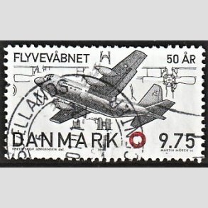 FRIMRKER DANMARK | 2000 - AFA 1264 - Flyvevbenet 50 r. - 9,75 Kr. sort/rd - Alm. god gennemsnitskvalitet - Stemplet (Photo eksempel)