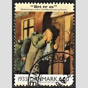 FRIMRKER DANMARK | 2000 - AFA 1251 - 1900-tallet. Serie 2. - 5,00 Kr. Bladtegning 1933 - Alm. god gennemsnitskvalitet - Stemplet (Photo eksempel)