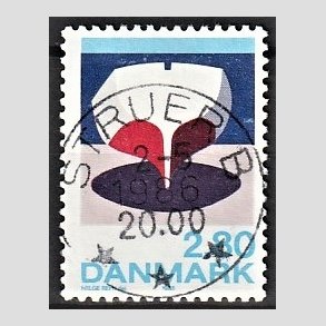 FRIM�RKER DANMARK | 1985 - AFA 845 - Kunst Helge Refn - 2,80 Kr. flerfarvet - Pragt Stemplet