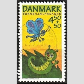 FRIMRKER DANMARK | 2004 - AFA 1383 - Brnehjlpsdagen - 4,50 Kr. + 0,50 Kr. flerfarvet - Alm. god gennemsnitskvalitet - Stemplet (Photo eksempel)