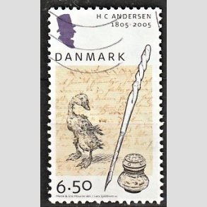 FRIMRKER DANMARK | 2005 - AFA 1424 - Hans Christian Andersen 200 r. - 6,50 Kr. Pen og blk - Alm. god gennemsnitskvalitet - Stemplet (Photo eksempel)
