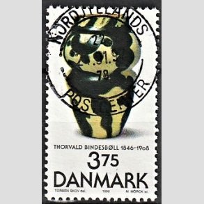 FRIM�RKER DANMARK | 1996 - AFA 1128 - Thorvald Bindesb�ll - 3,75 Kr. flerfarvet - Pragt Stemplet