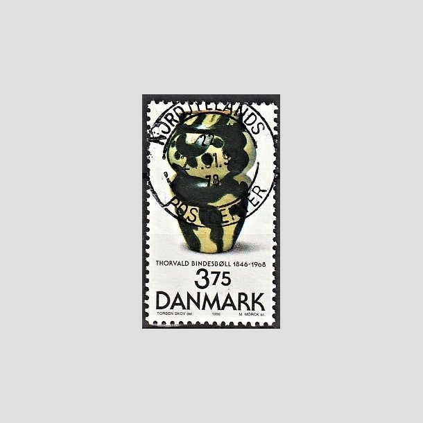 FRIMRKER DANMARK | 1996 - AFA 1128 - Thorvald Bindesbll - 3,75 Kr. flerfarvet - Pragt Stemplet