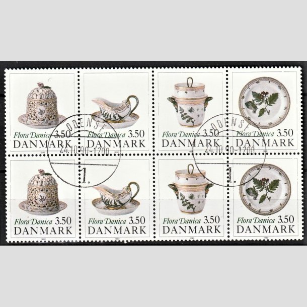 FRIMRKER DANMARK | 1990 - AFA 966-69 - Flora Danica 200 r - 3,50 Kr. i sammentryk flerfarvet - Pragt Stemplet