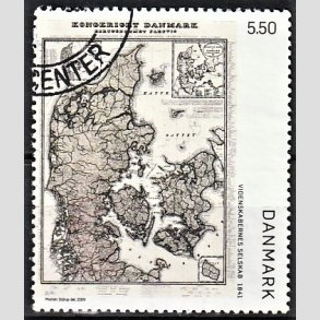 FRIMRKER DANMARK | 2009 - AFA 1585 - Gamle Danmarkskort - 5,50 Kr. flerfarvet - Alm. god gennemsnitskvalitet - Stemplet (Photo eksempel)