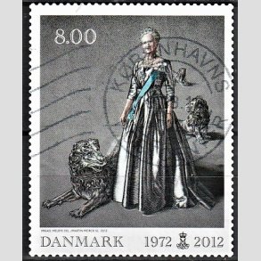 FRIMRKER DANMARK | 2012 - AFA 1694 - Dronning i 40 r. - 8,00 Kr. flerfarvet - Alm. god gennemsnitskvalitet - Stemplet (Photo eksempel)
