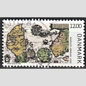 FRIMRKER DANMARK | 2009 - AFA 1587 - Gamle Danmarkskort - 12,00 Kr. flerfarvet - Alm. god gennemsnitskvalitet - Stemplet (Photo eksempel)