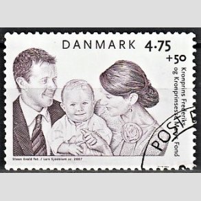 FRIMRKER DANMARK | 2007 - AFA 1496 - Kronsprinseparrets fond - 4,75 + 0,50 Kr. flerfarvet - Alm. god gennemsnitskvalitet - Stemplet (Photo eksempel)