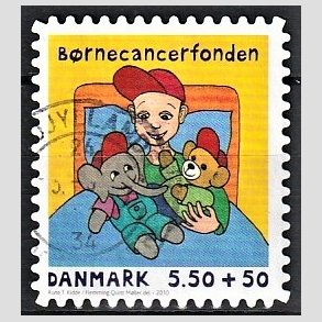 FRIMRKER DANMARK | 2010 - AFA 1605Ea - Brnecancerfonden - 5,50 + 0,50 Kr. flerfarvet - Alm. god gennemsnitskvalitet - Stemplet (Photo eksempel)