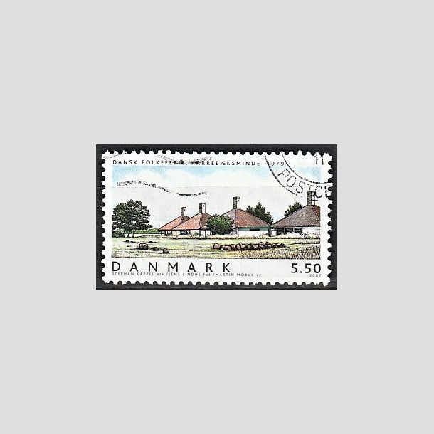 FRIMRKER DANMARK | 2002 - AFA 1334 - Danske boliger I. - 5,50 Kr. Dansk folkeferie - Alm. god gennemsnitskvalitet - Stemplet (Photo eksempel)